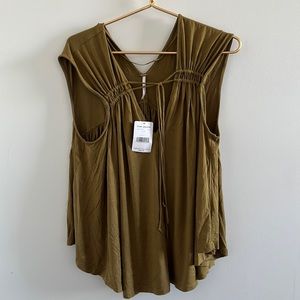 Olive Green NWT Free people flowy shirt size Large